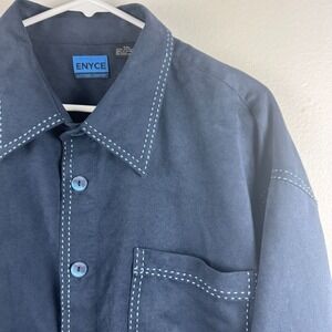 ENYCE Mens long sleeve button shirt contrast stitch‎ Y2K BAGGY - XXL
